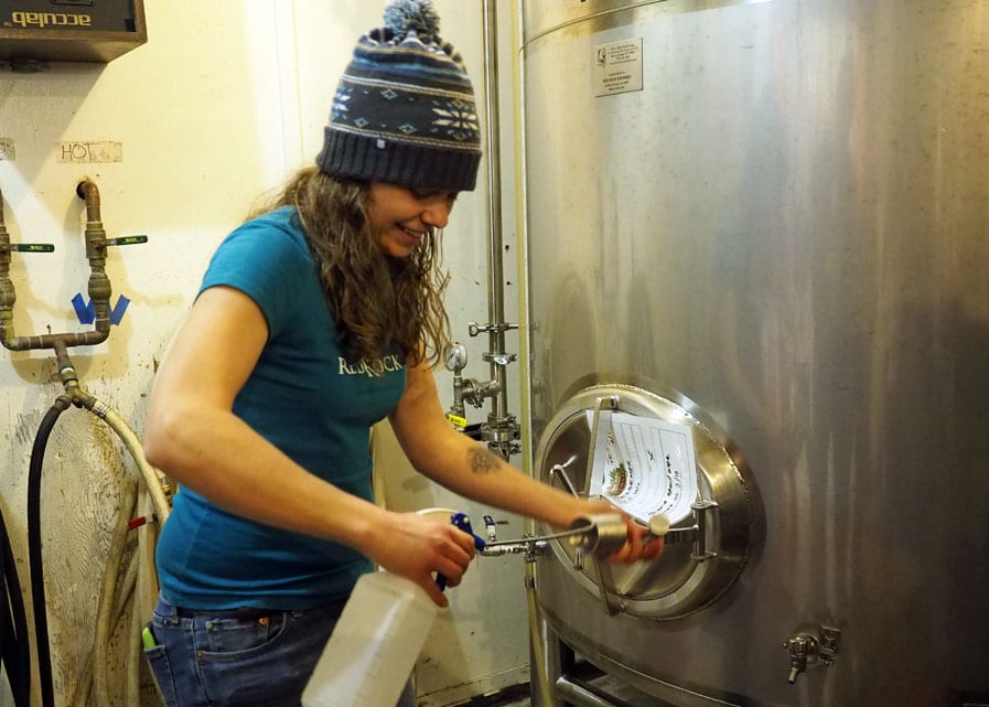 Lauren tapping the brite tank so we can drink!