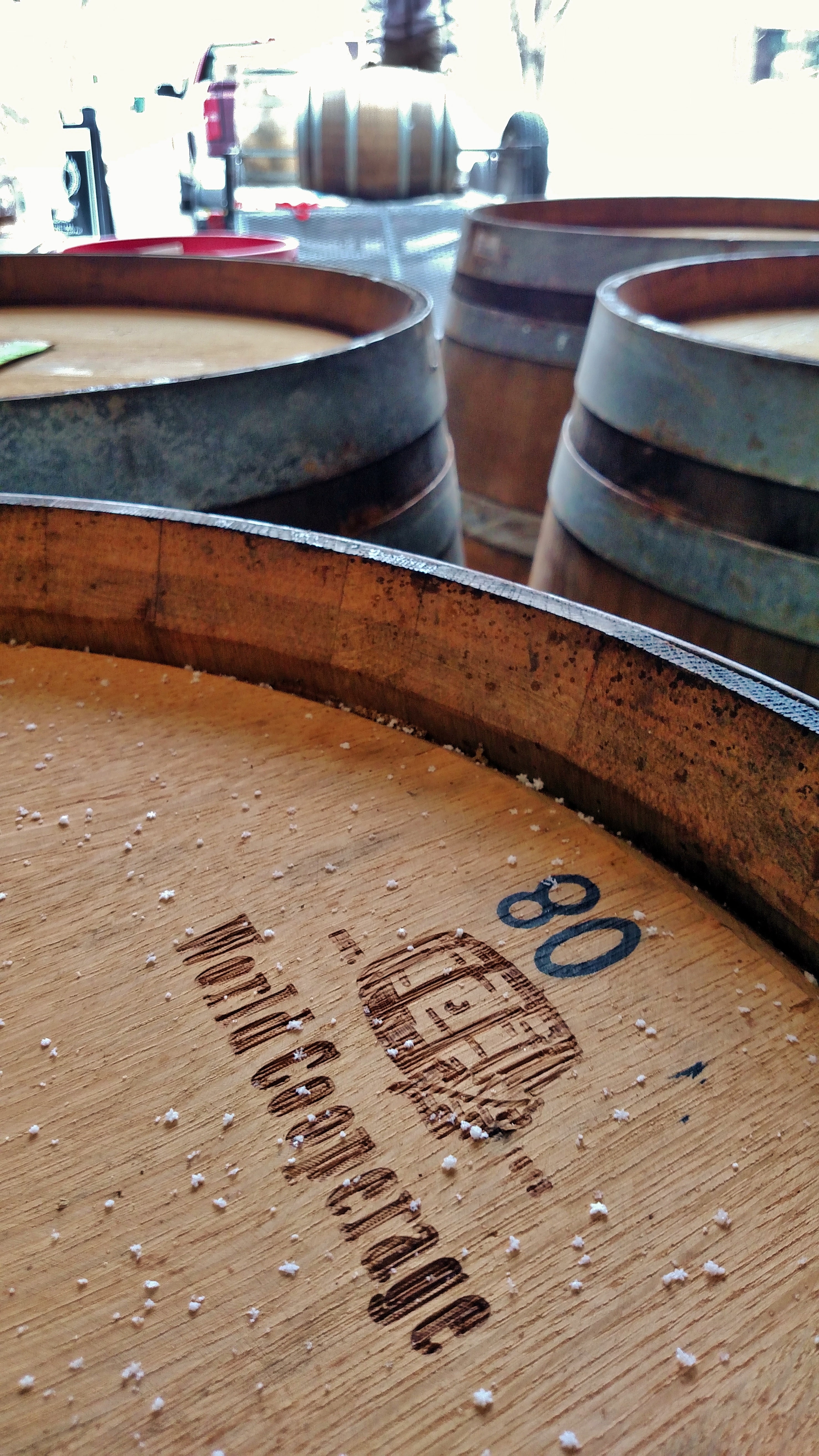 Thirteen new chardonnay barrels arrive at Red Rock during a gentle snowfall.